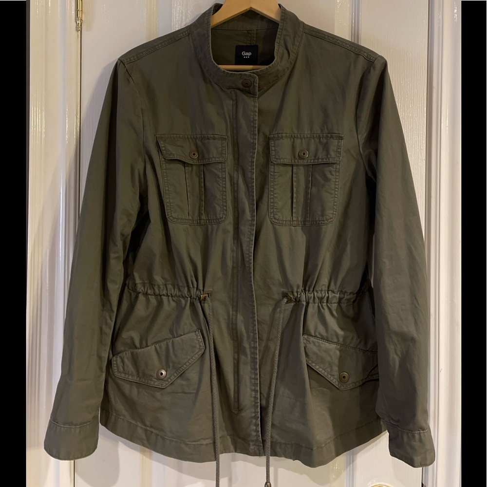 Gap Womens Utility Jacket Washed Olive - Size Large